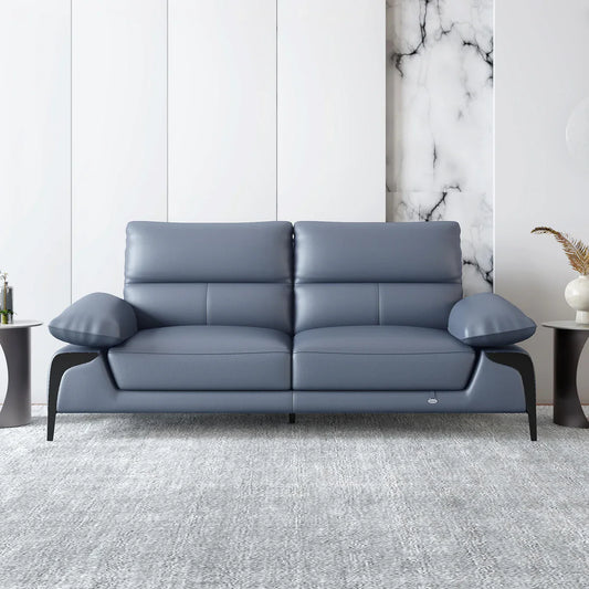 Leather 3 Seater Sofa in Light Blue