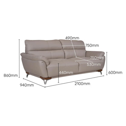 Leather 3 Seater Sofa in Light Grey