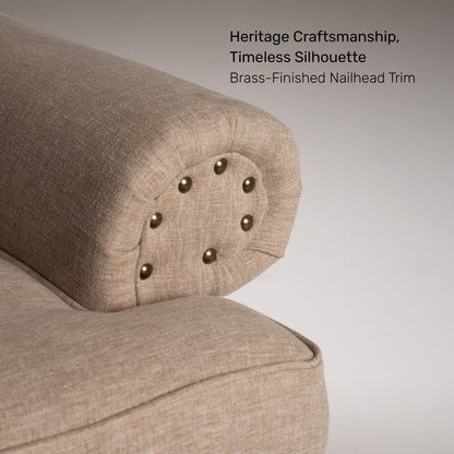 Linen 1 Seater Rolled Arms Sofa in Smokey Taupe
