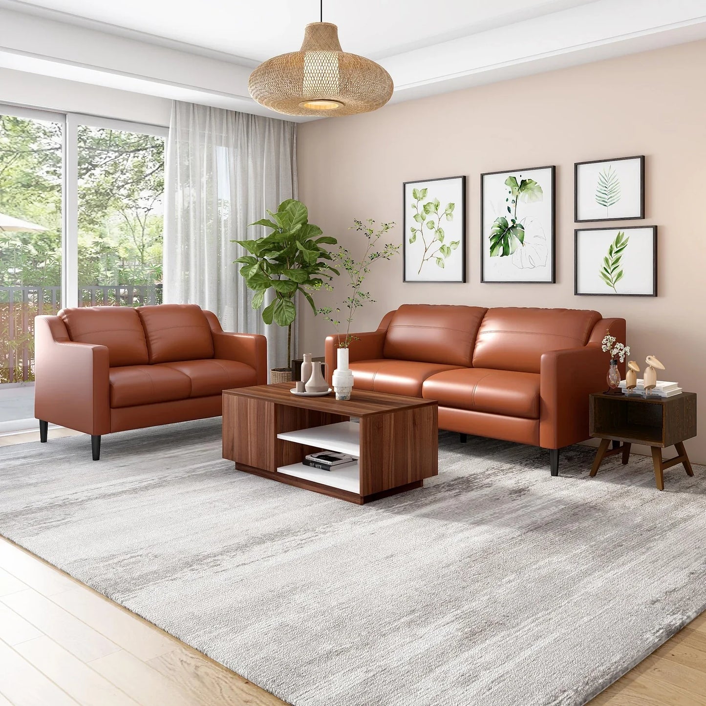 Leatherette 3 Seater Sofa in Cinnamon Brown