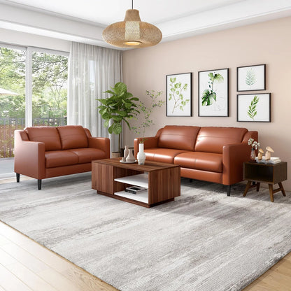 Leatherette 3 Seater Sofa in Cinnamon Brown