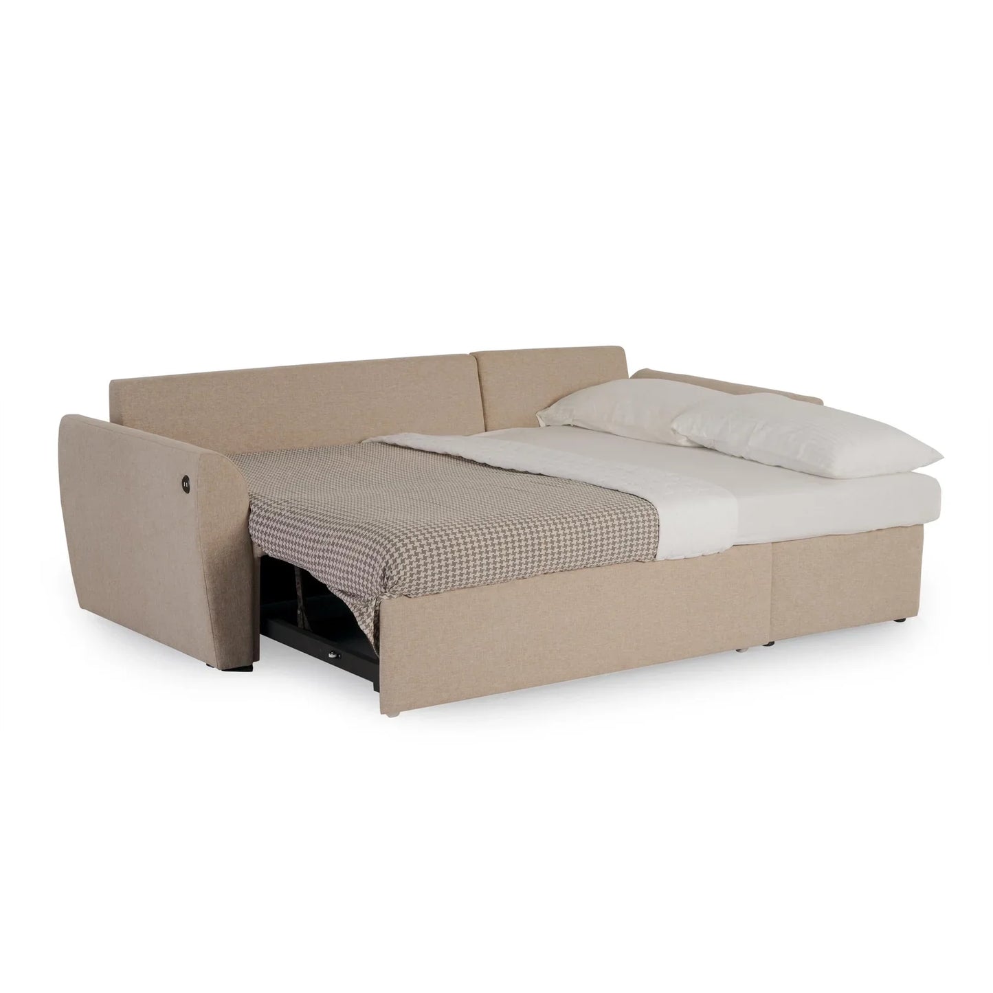 Fabric Sofa Cum Bed with Storage Chaise