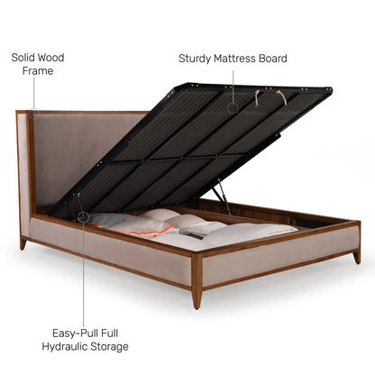 Upholstered Queen Size Bed with Hydraulic Storage
