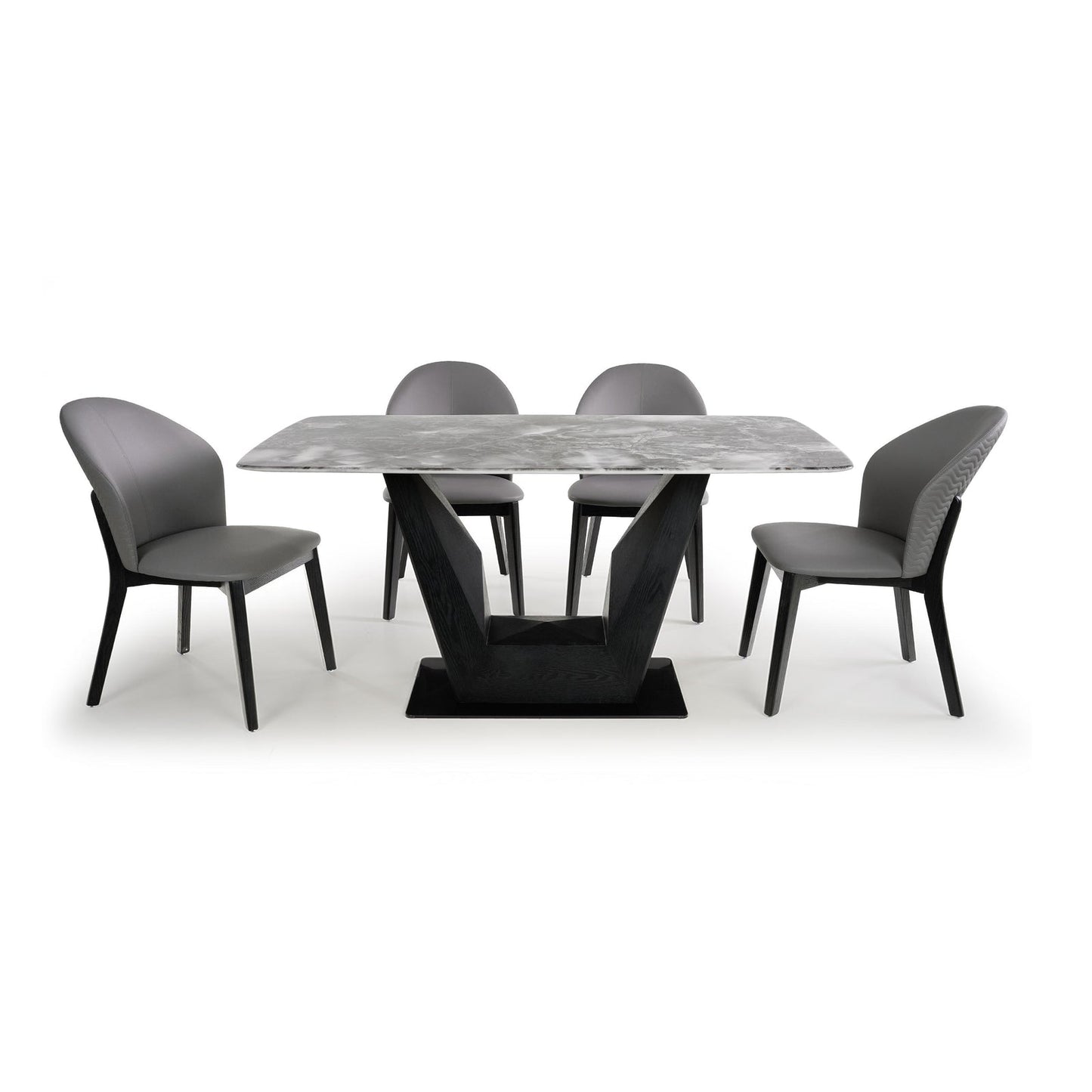 6 Seater Dining Set with Marble Finished Top