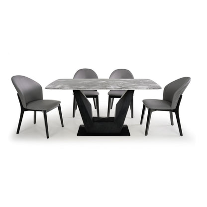 6 Seater Dining Set with Marble Finished Top