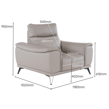 Leather 1 Seater Sofa in Bisque Beige
