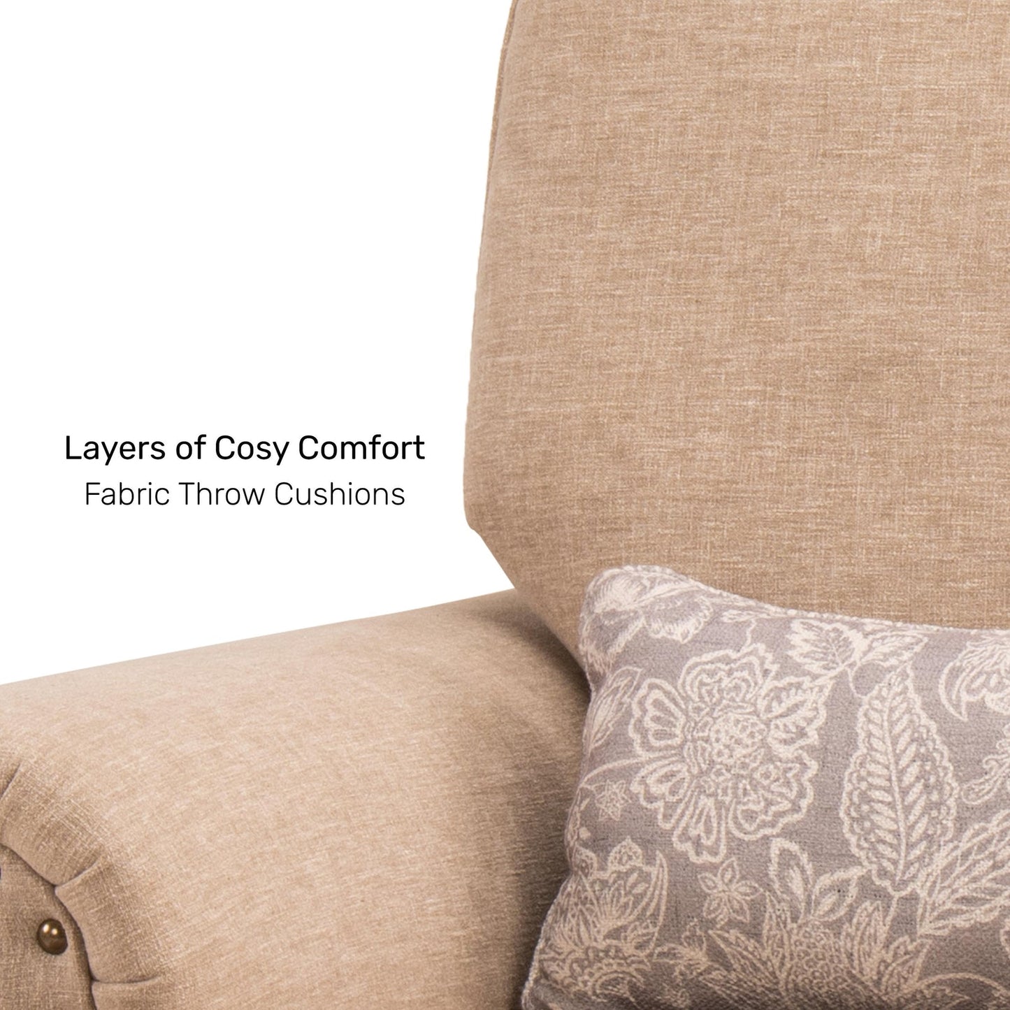 Linen 1 Seater Rolled Arms Sofa in Smokey Taupe