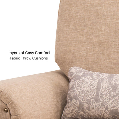 Linen 1 Seater Rolled Arms Sofa in Smokey Taupe