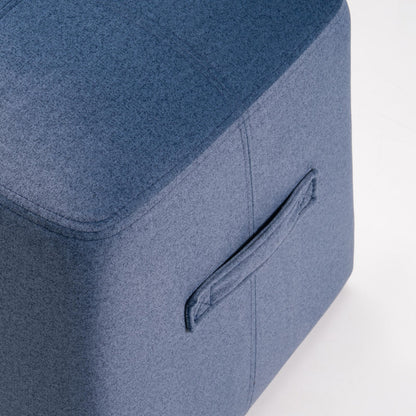 Velvet Ottoman in Dark Blue