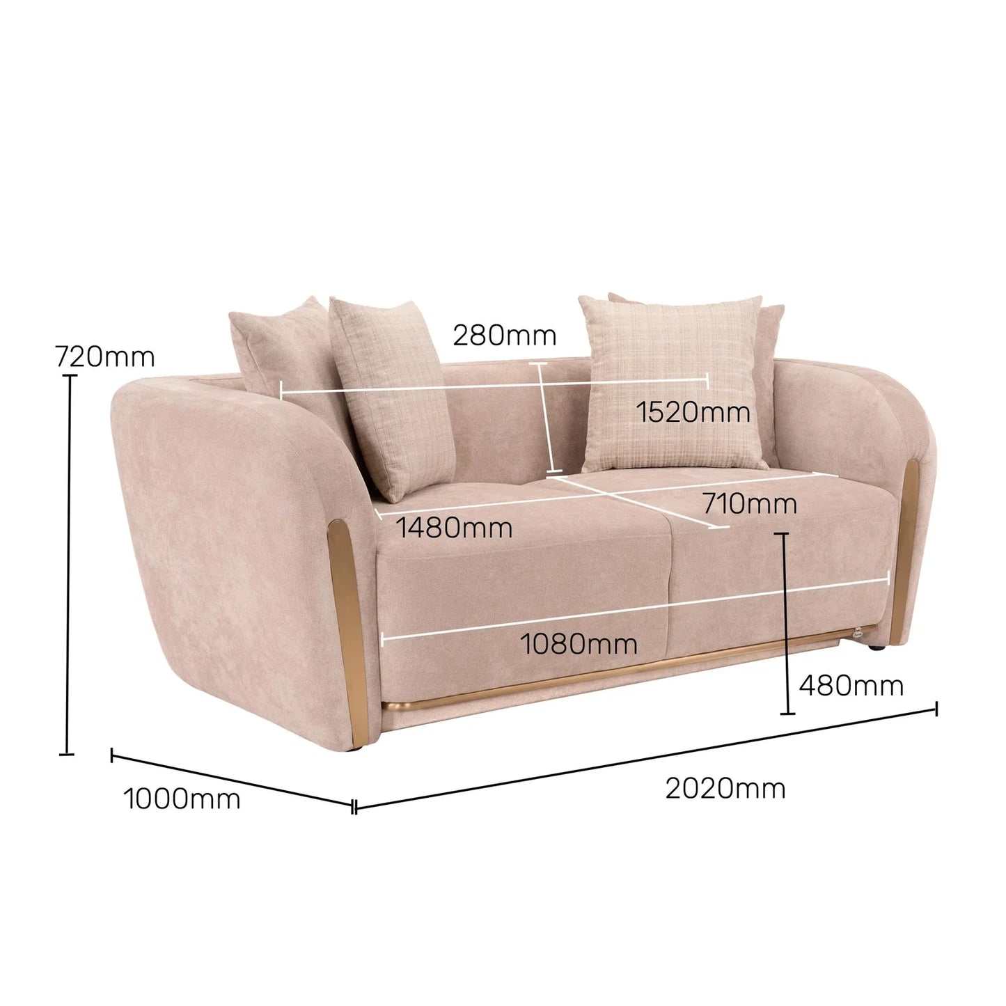 Textured Velvet 2 Seater Sofa in Ashen Beige