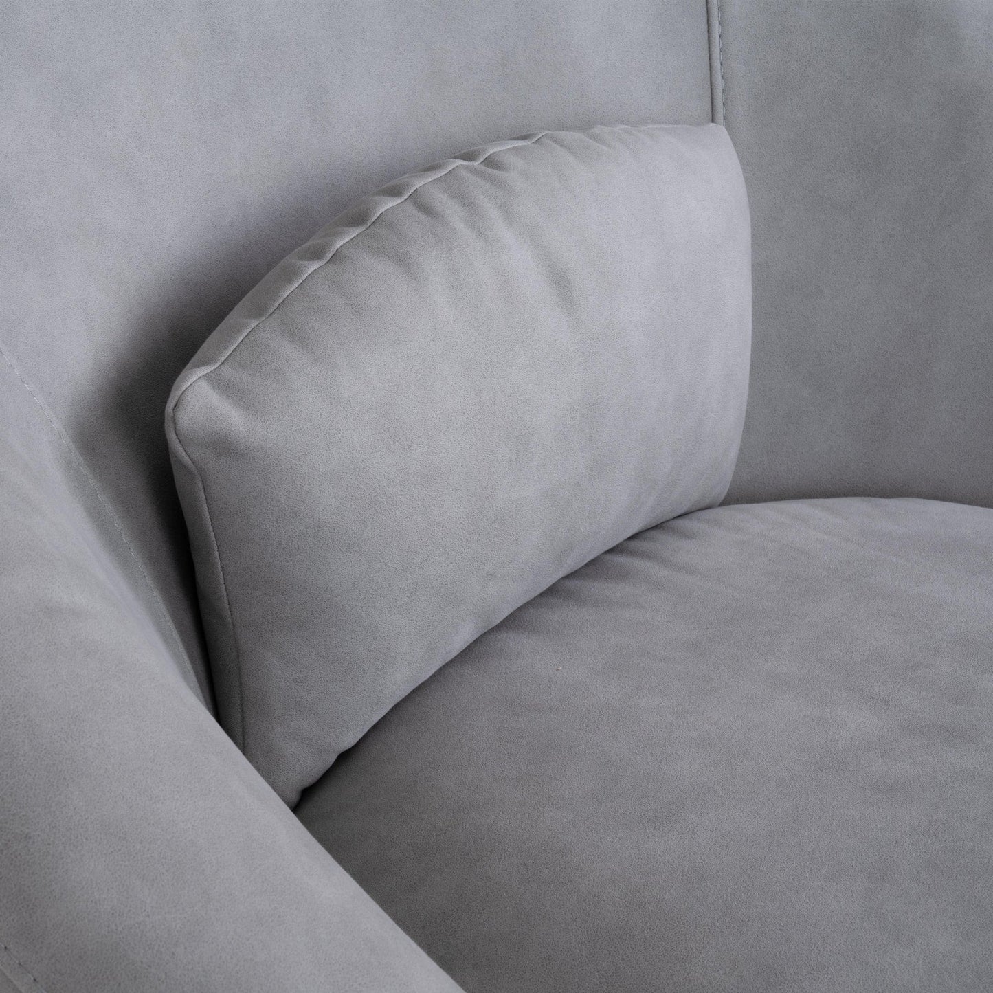 Suede Barrel-Back Accent Chair in Ice Grey