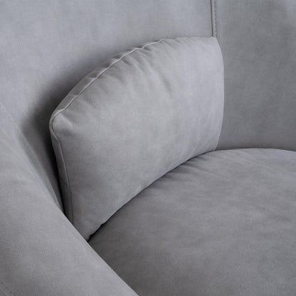Suede Barrel-Back Accent Chair in Ice Grey