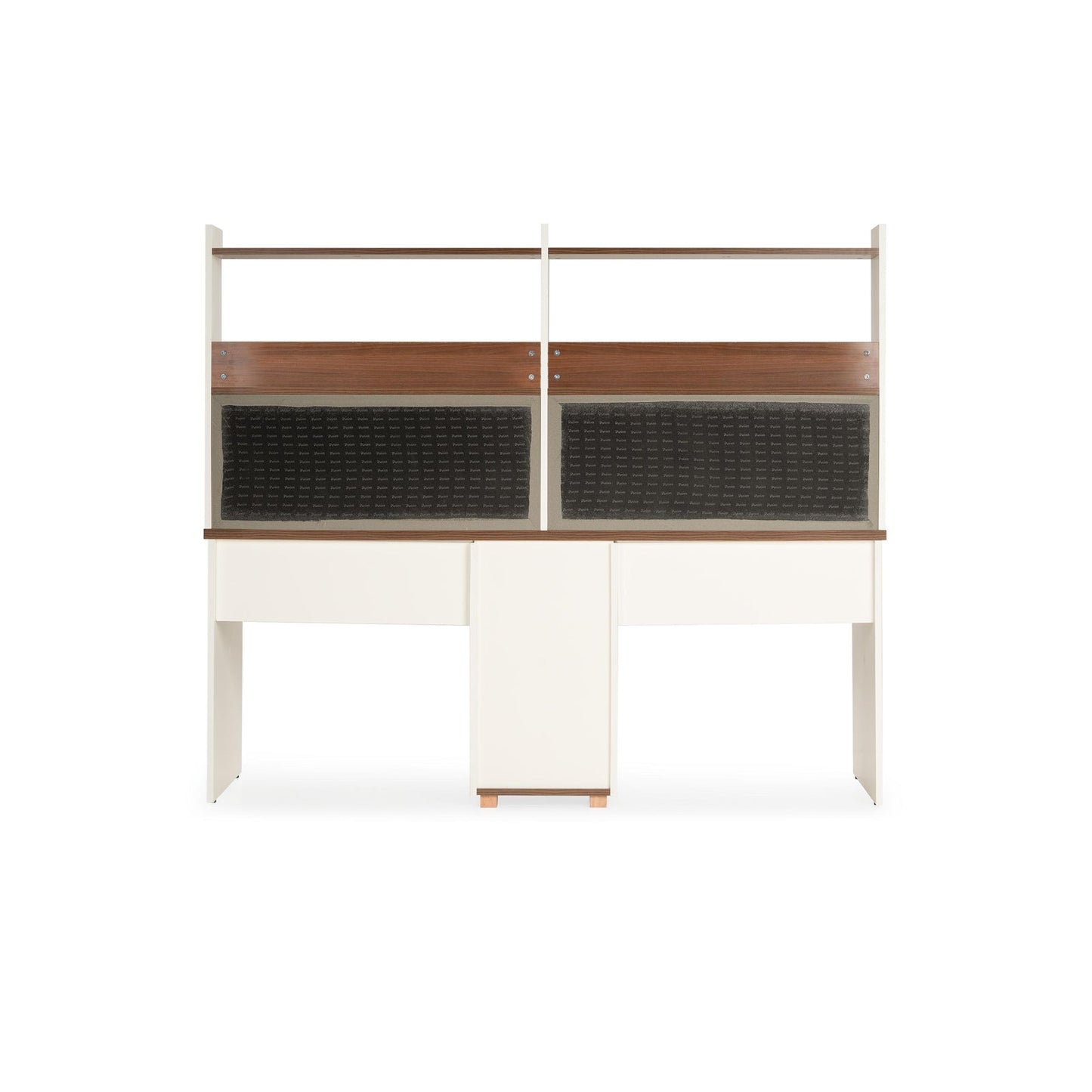 Dual Study Desk in White & Walnut Finish