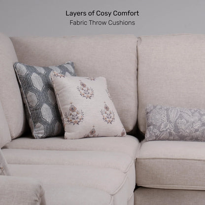Linen Rolled Arms Corner Sofa in Beige