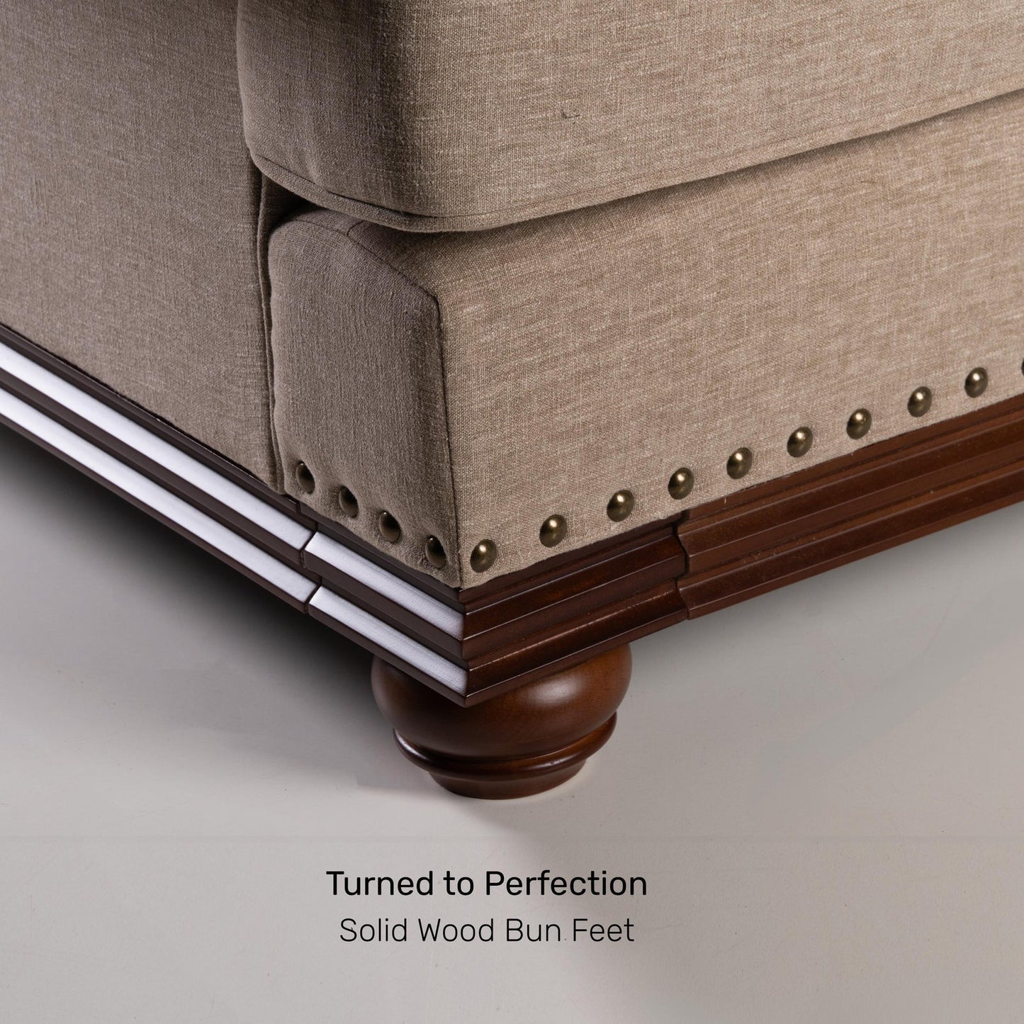 Linen 1 Seater Rolled Arms Sofa in Smokey Taupe
