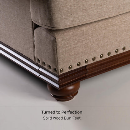 Linen 1 Seater Rolled Arms Sofa in Smokey Taupe