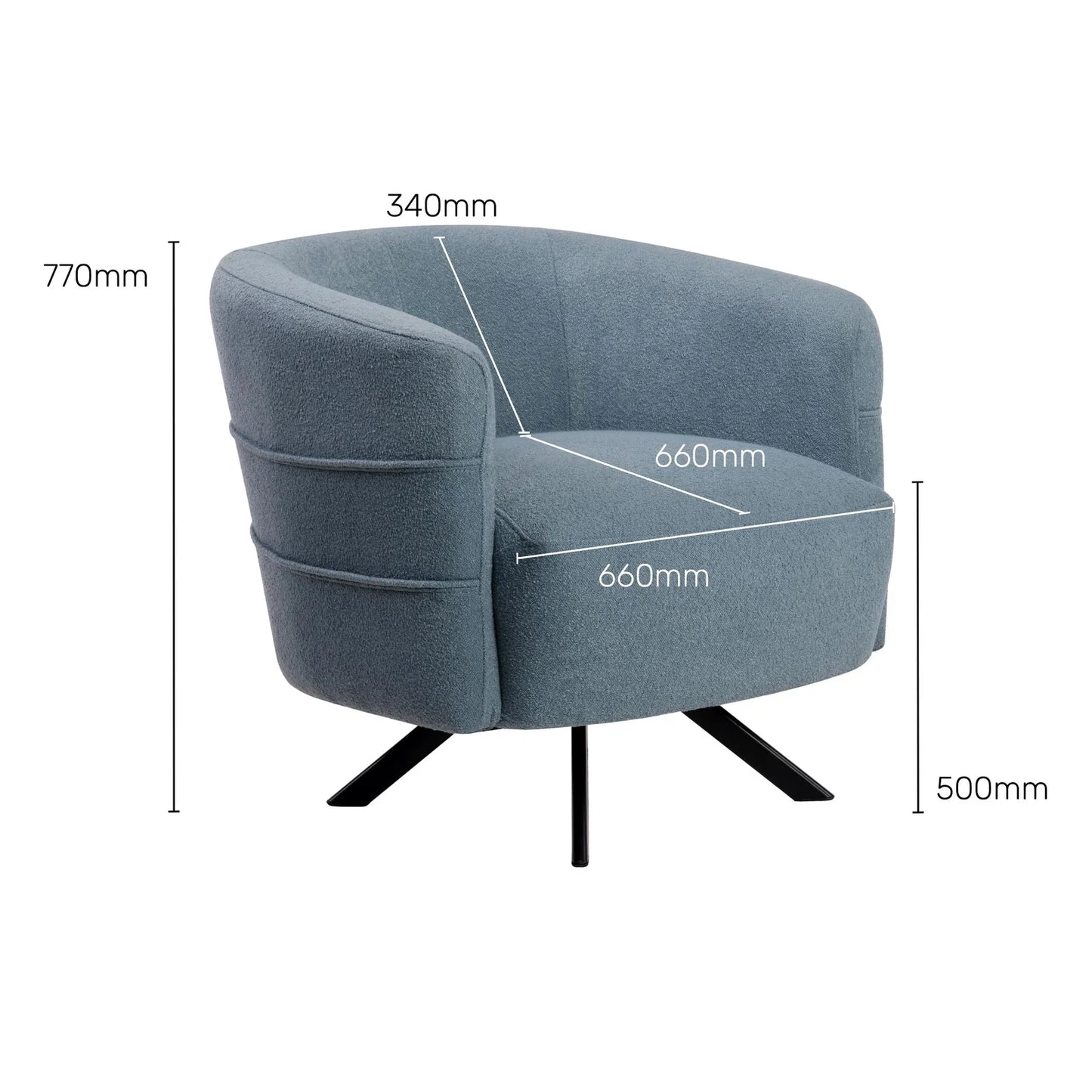 Boucle 1 Seater Sofa in Teal Blue