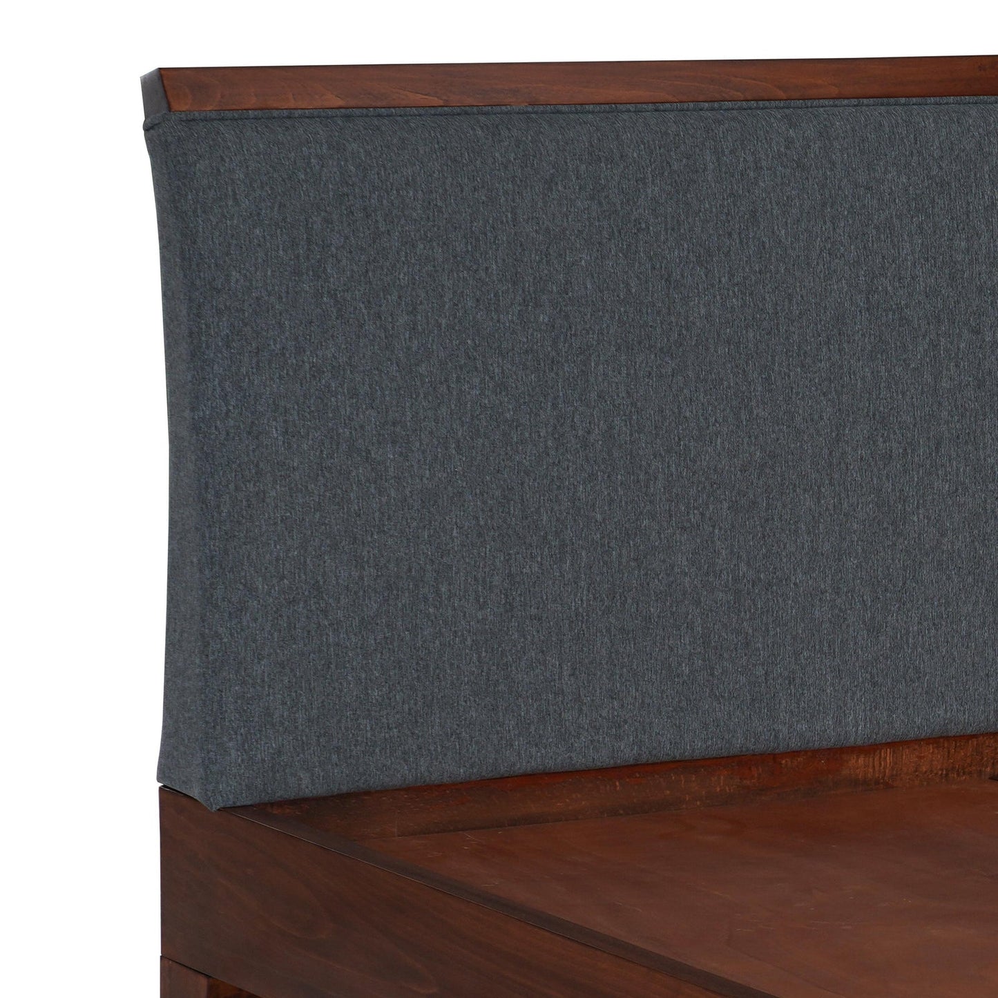 Solid Wood Queen Size Bed with Upholstered Headboard