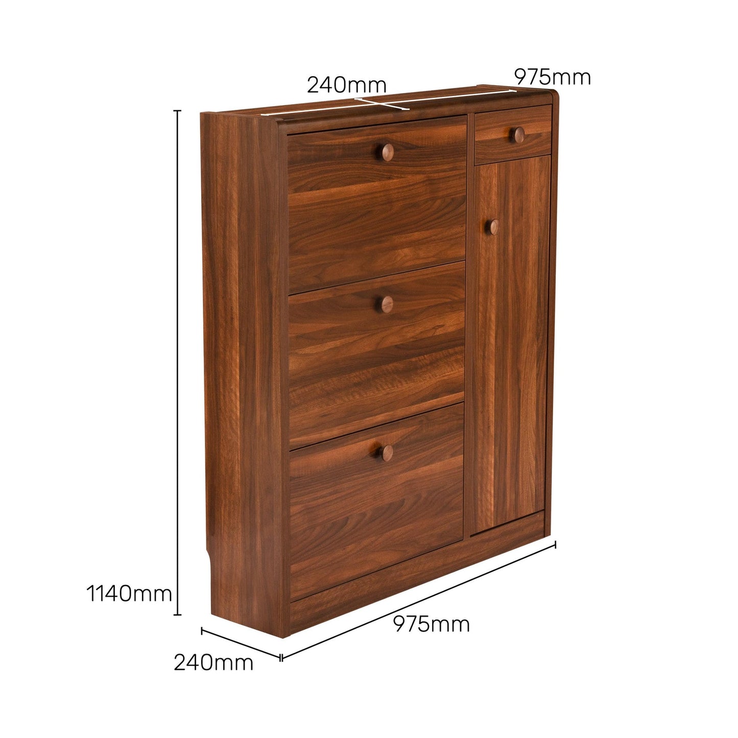 Shoe Cabinet with Pull-Down Foldable Drawers
