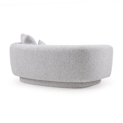 Boucle 2 Seater Curved Sofa in Moonlight Grey