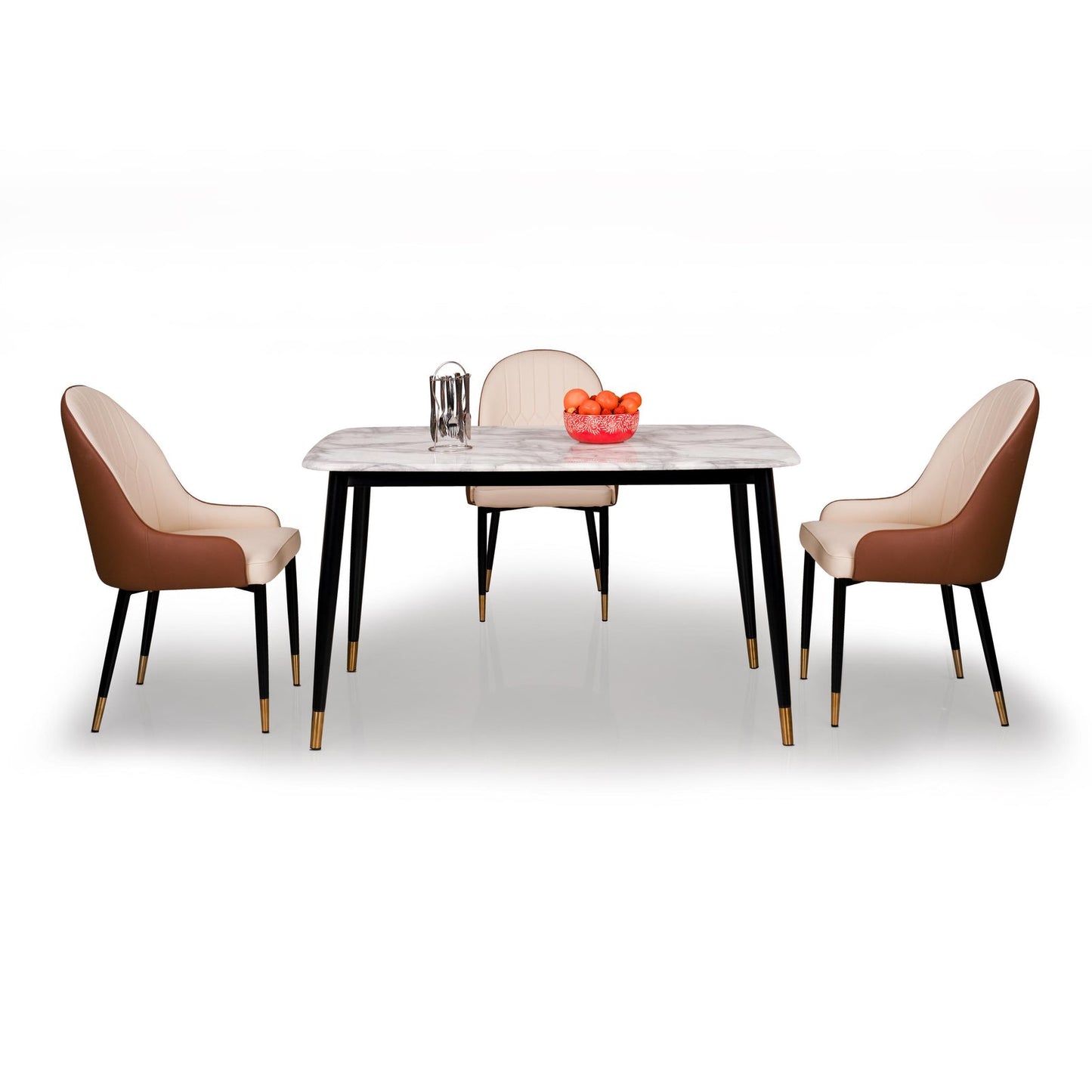 4 Seater Dining Set with Marble Finished Top
