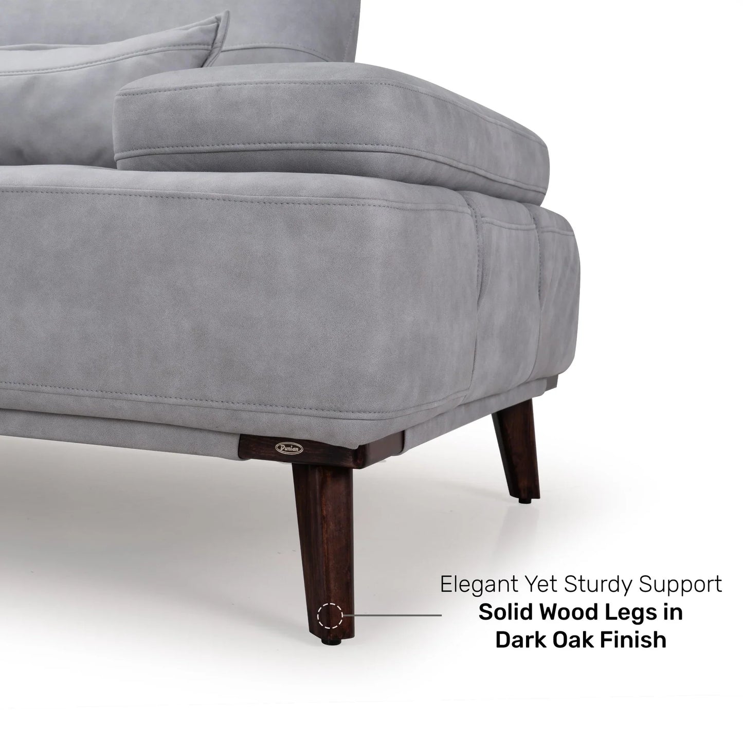 Suede L Shaped Sofa with Extendable Backrest