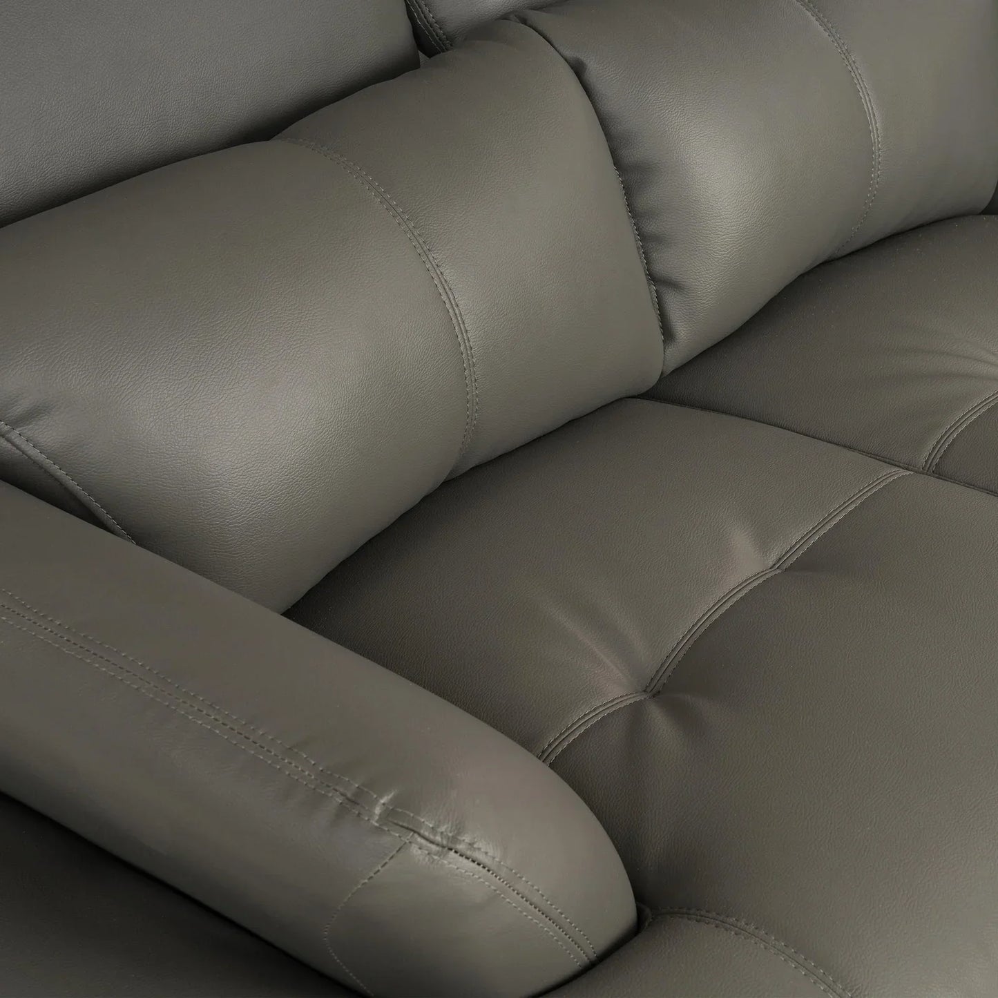 Leatherette 3 Seater Sofa with Adjustable Headrest