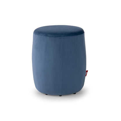 Velvet Round Ottoman in Orchid Blue