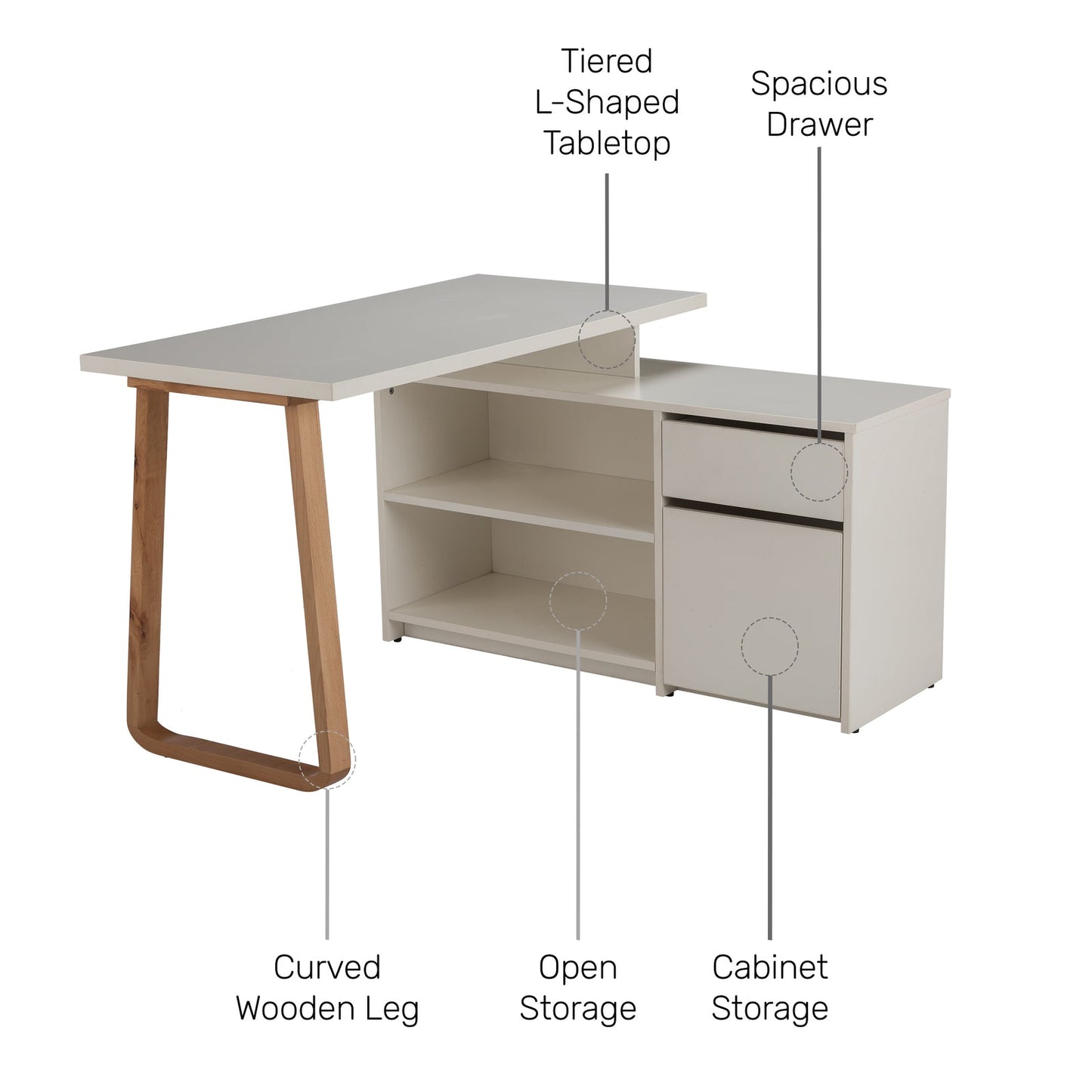 Study Desk in Frosty White Finish