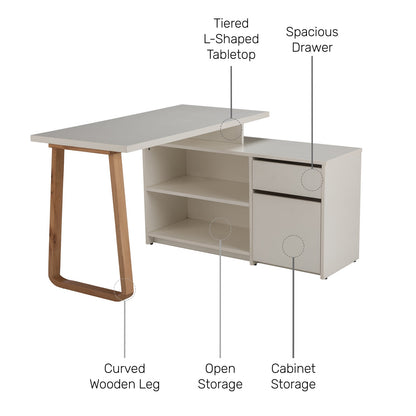 Study Desk in Frosty White Finish