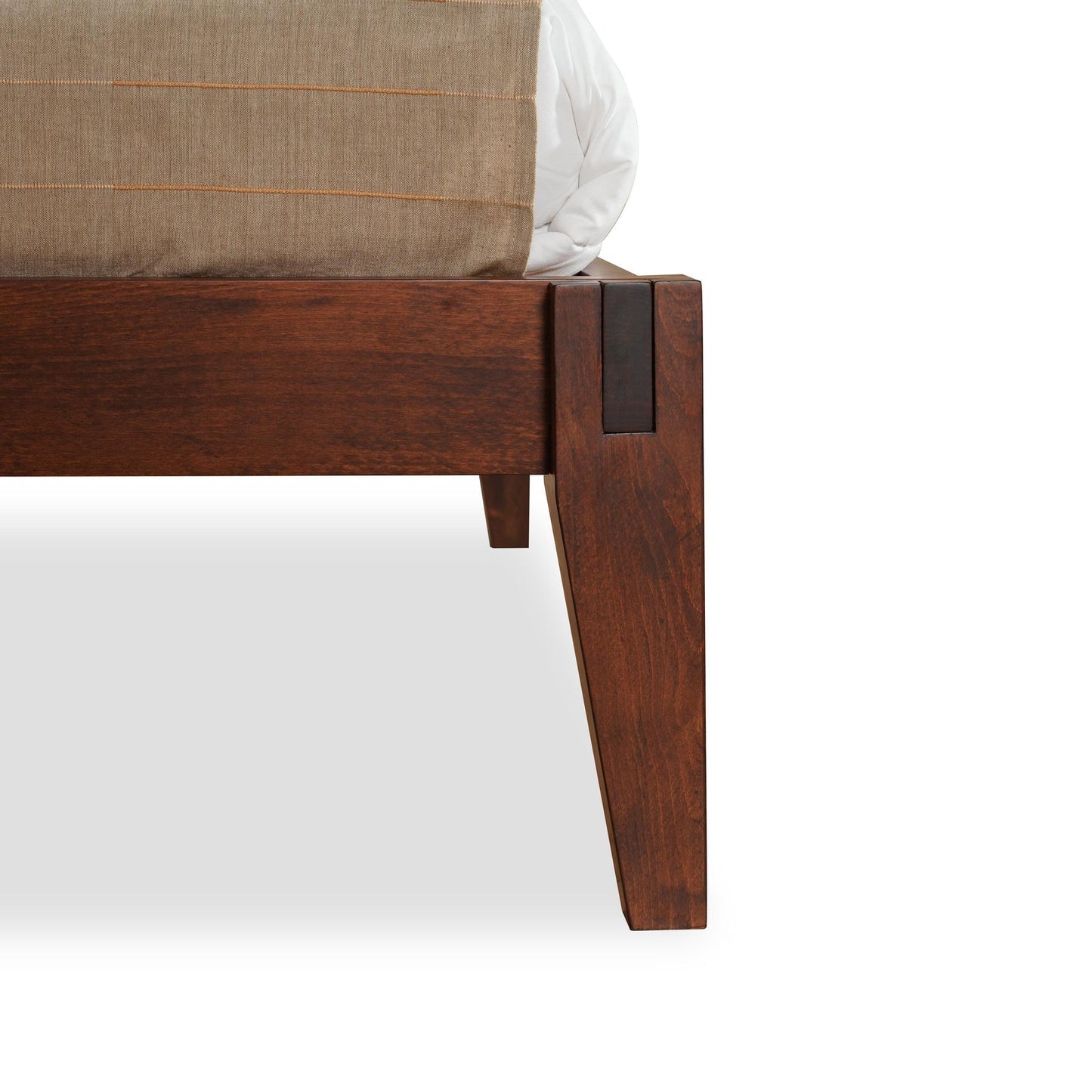 Solid Wood King Size Bed with Upholstered Headboard