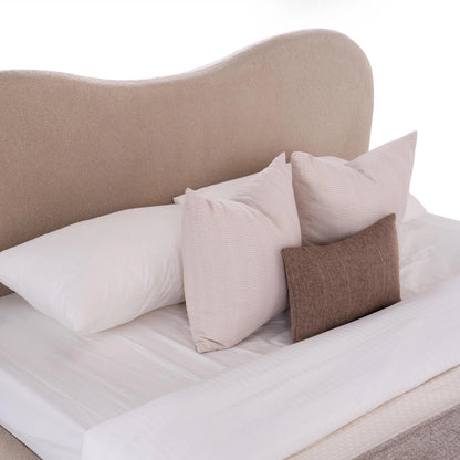 Curved Upholstered Low-Profile Queen Size Bed