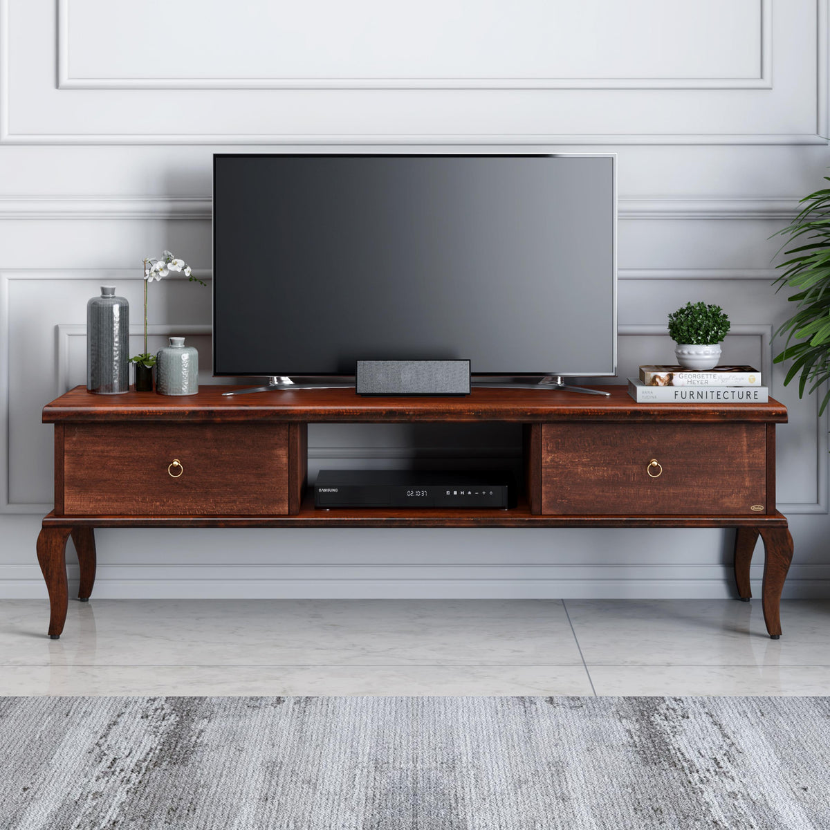 Veneer TV Unit in Walnut Finish