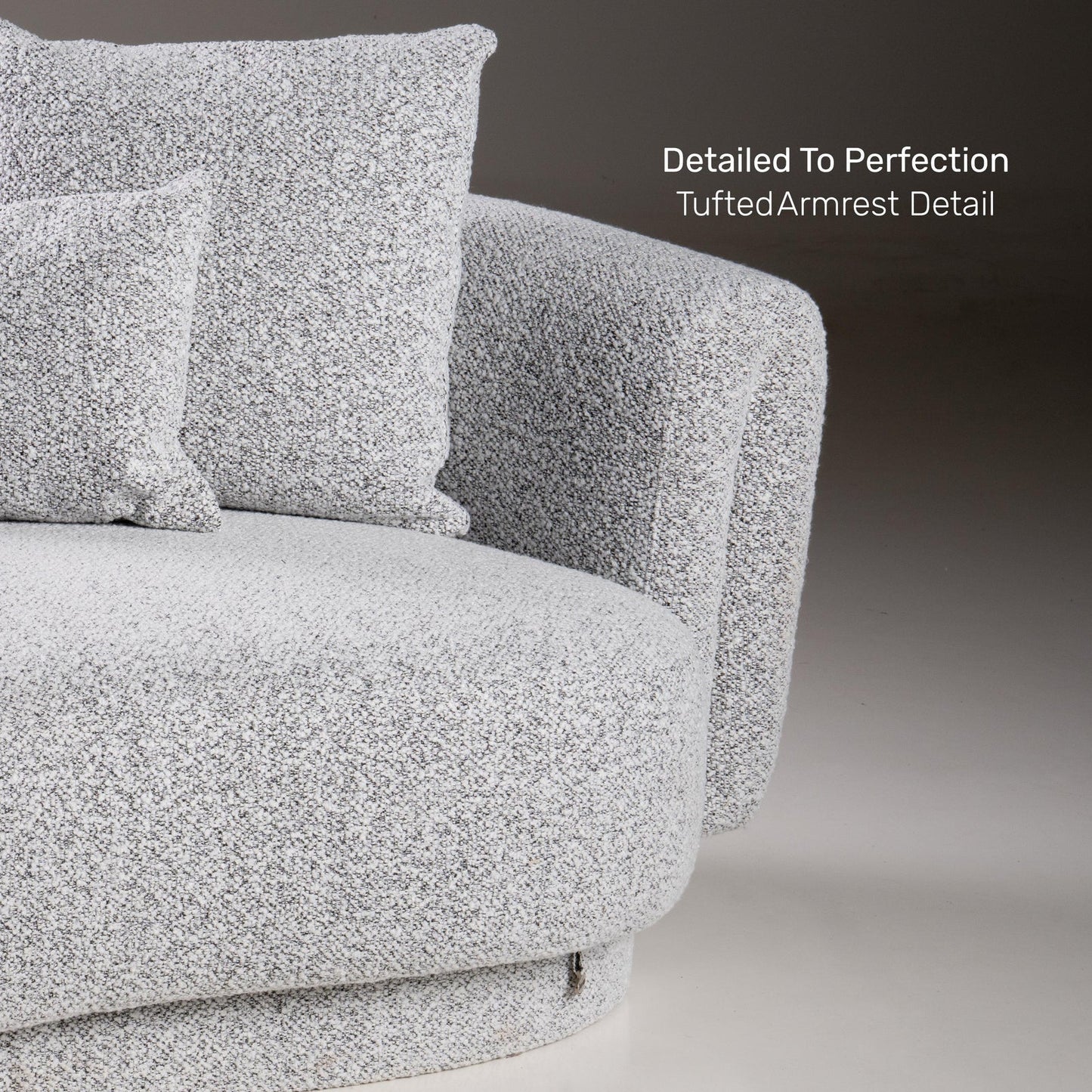 Boucle 2 Seater Curved Sofa in Moonlight Grey
