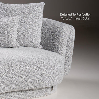 Boucle 2 Seater Curved Sofa in Moonlight Grey