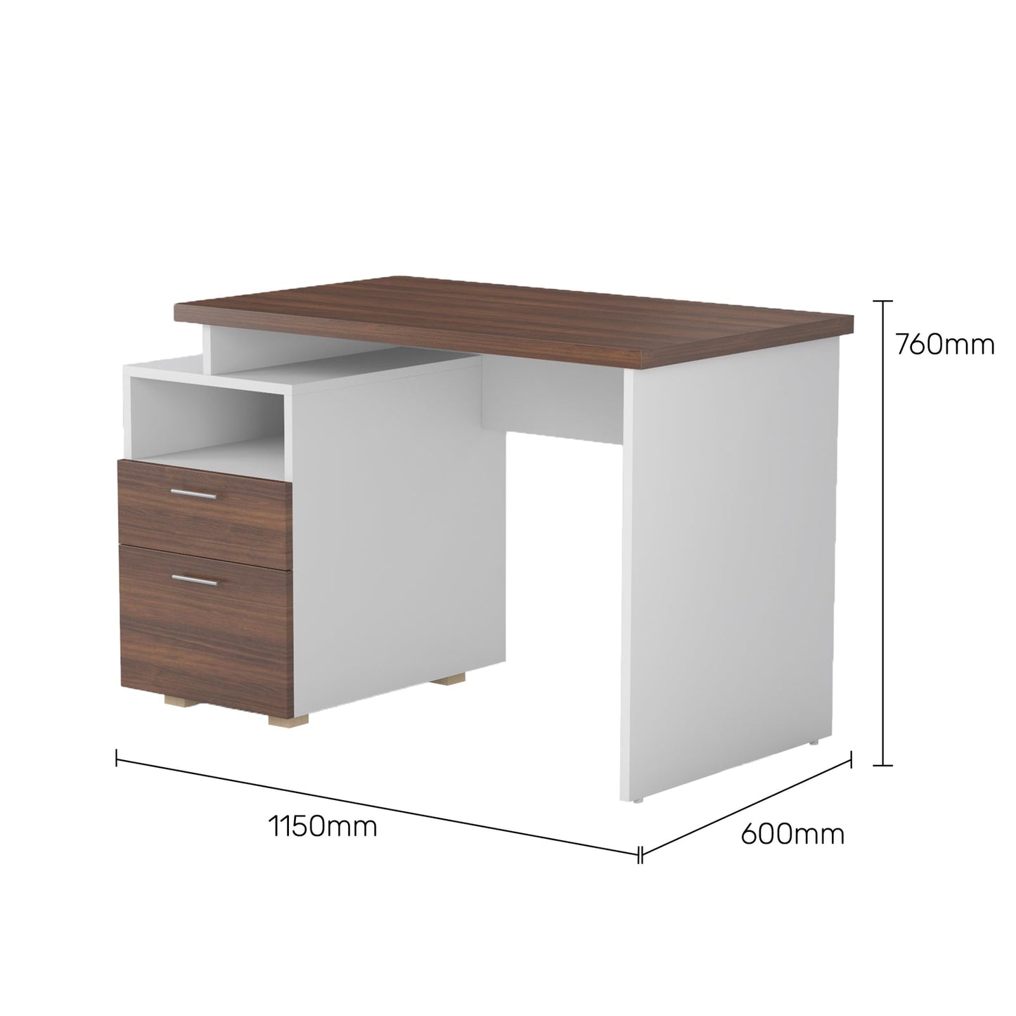 Study Desk in White & Walnut Finish