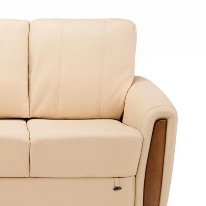 Leatherette 3 Seater Sofa in Cream White