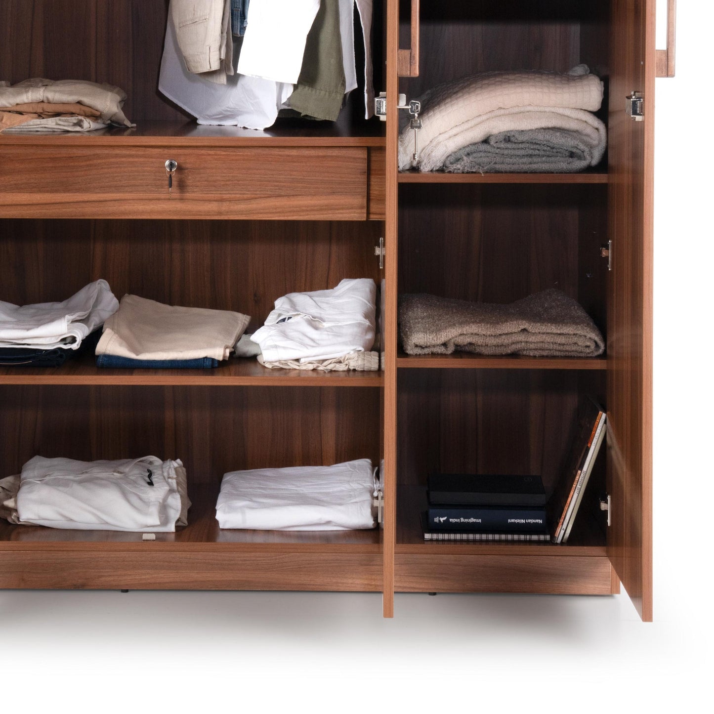 3 Door Wardrobe in Walnut Finish