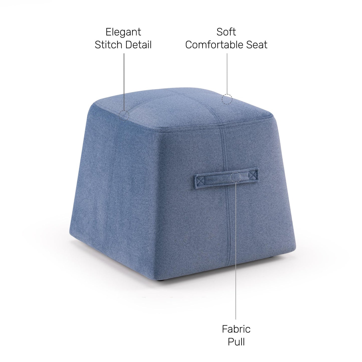 Velvet Ottoman in Dark Blue