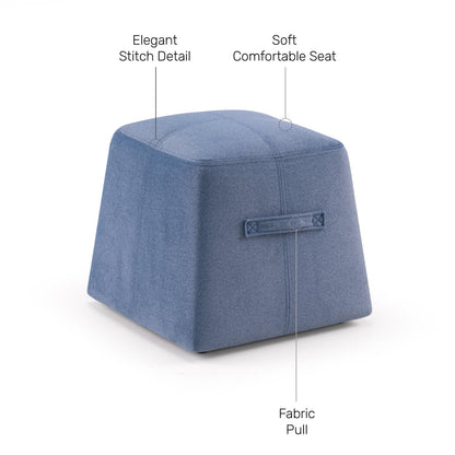 Velvet Ottoman in Dark Blue