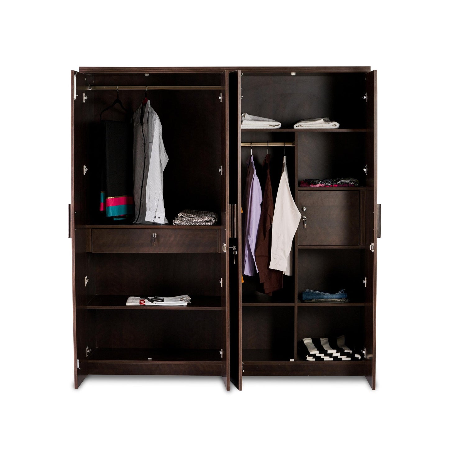 4 Door Wardrobe in Dark Cherry Finish