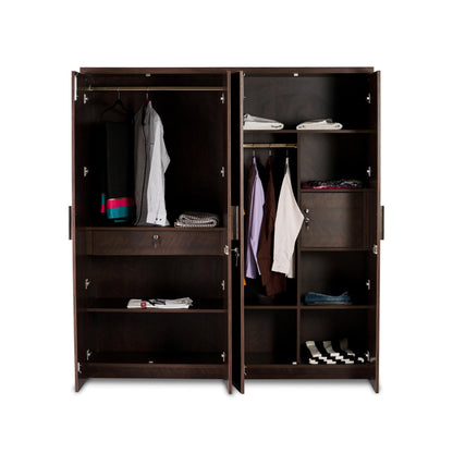 4 Door Wardrobe in Dark Cherry Finish
