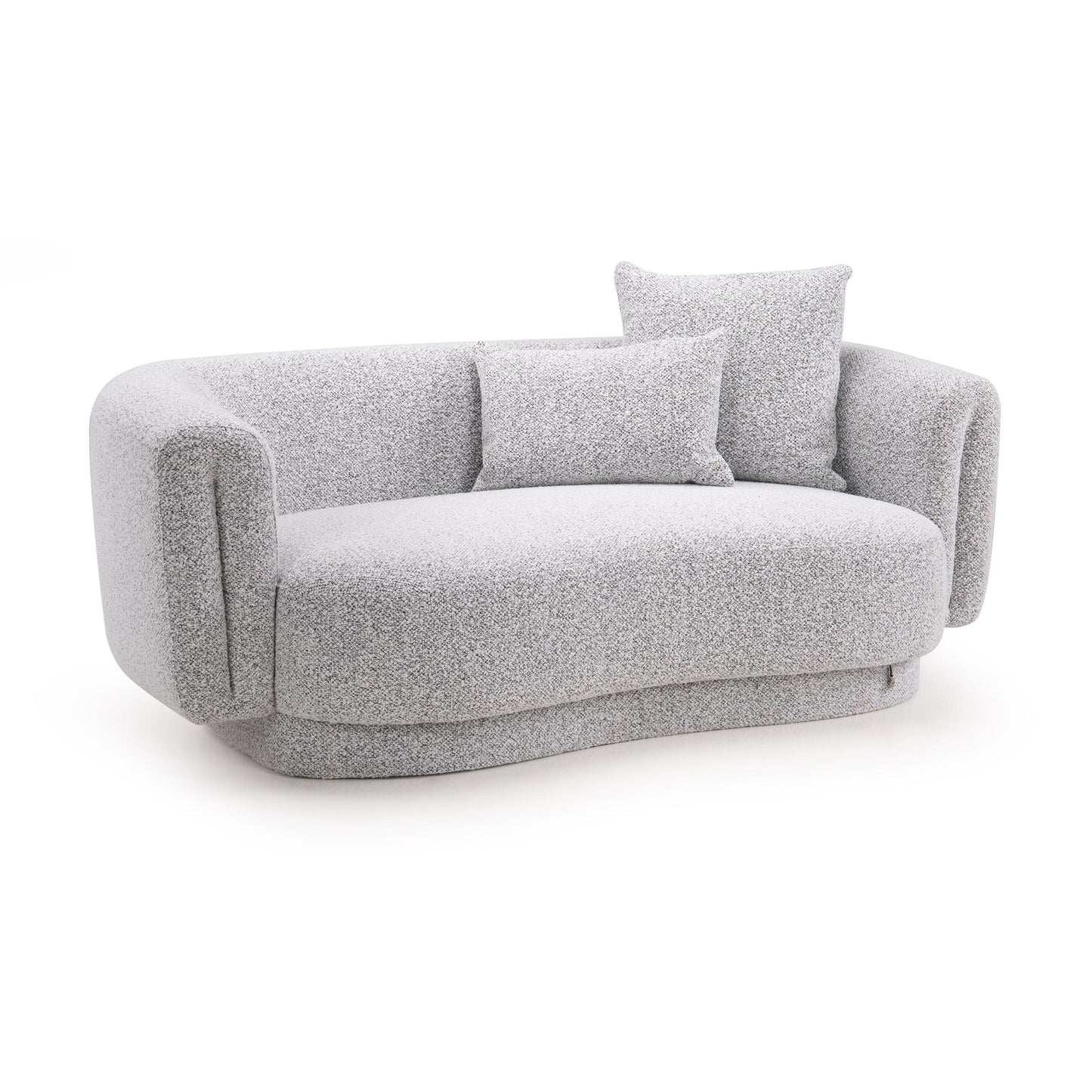Boucle 2 Seater Curved Sofa in Moonlight Grey