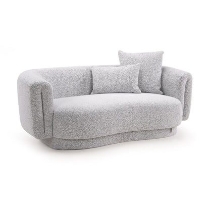 Boucle 2 Seater Curved Sofa in Moonlight Grey