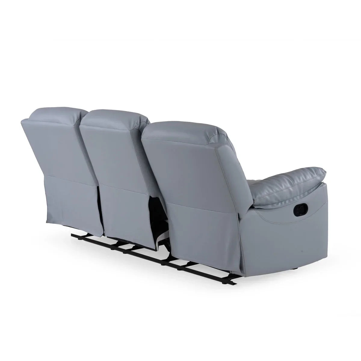 Leatherette 3 Seater Reclining Sofa in Smoke Grey