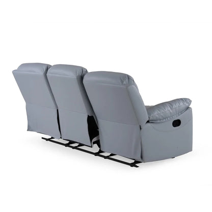 Leatherette 3 Seater Reclining Sofa in Smoke Grey