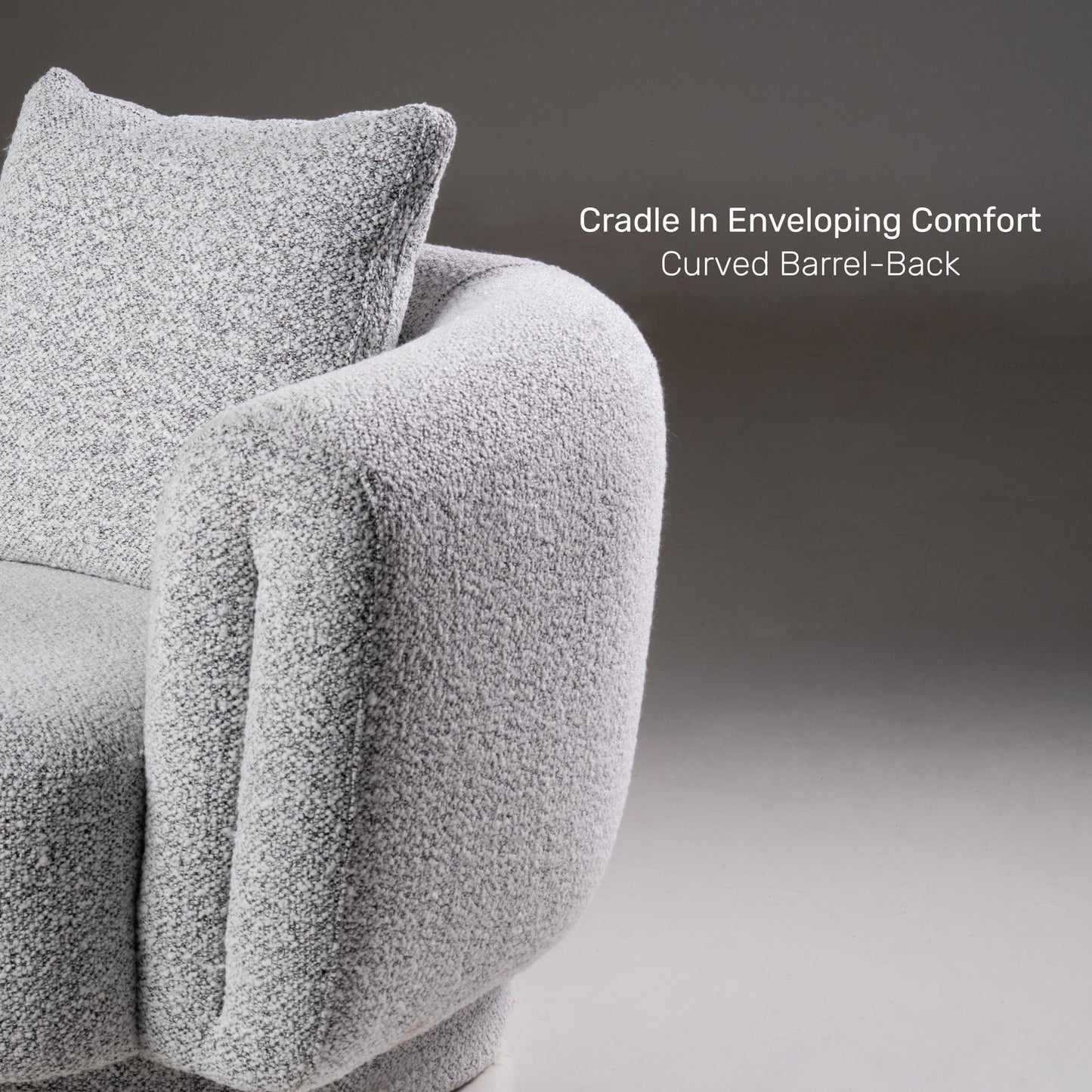Boucle 2 Seater Curved Sofa in Moonlight Grey