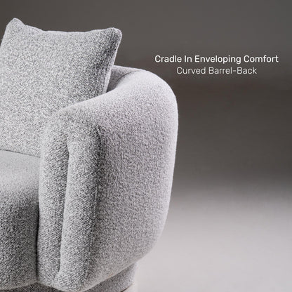 Boucle 2 Seater Curved Sofa in Moonlight Grey