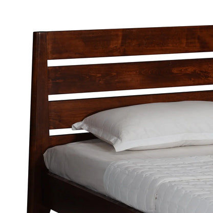 Solid Wood Single Size Bed, Dark Oak Finish