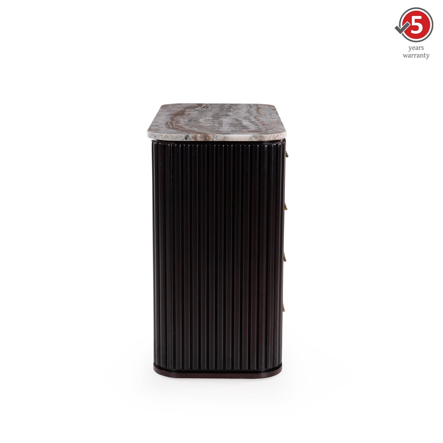 Fluted Chest of Drawers with Natural Stone Tabletop